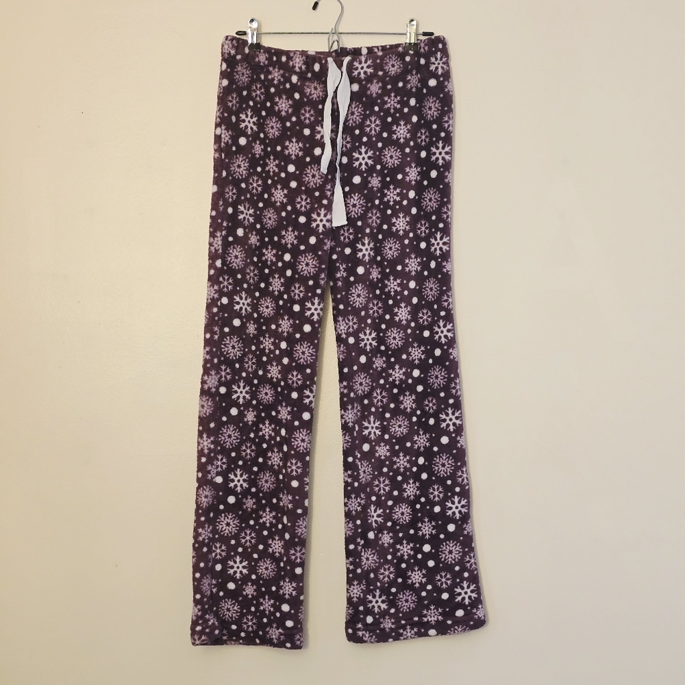 Body Candy Women's Mediun Purple Snowflake Pajama Pants